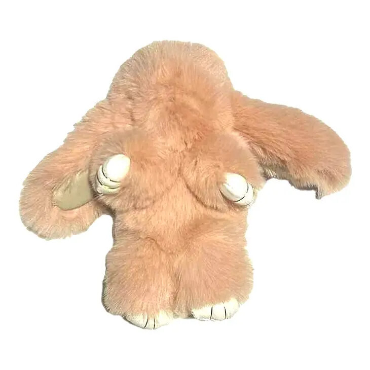 5.5 Inches Long Hair Soft Pompom Bunny Keychain Beige