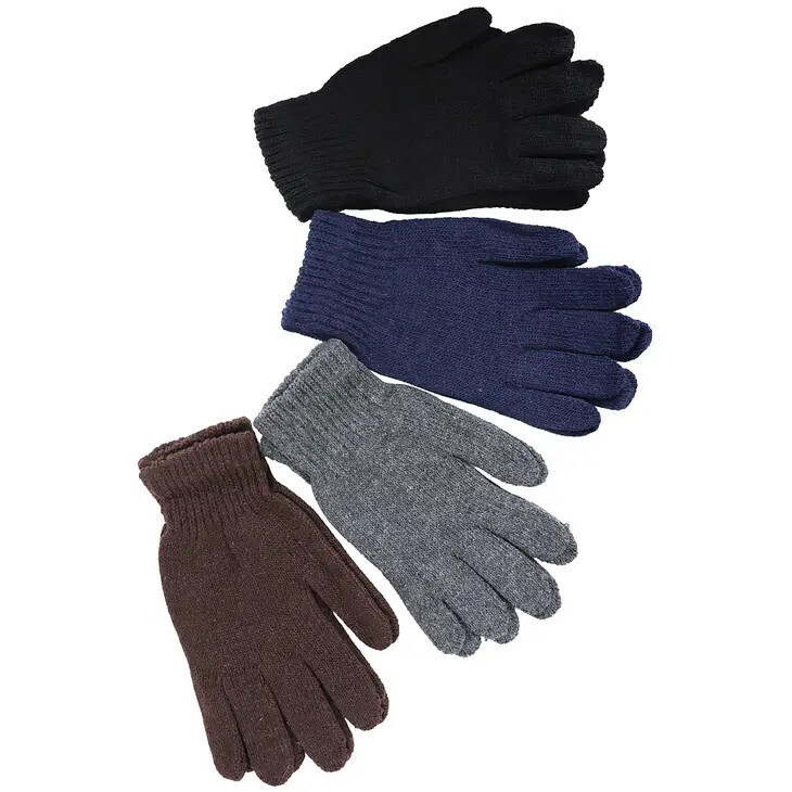 Adults Dark Neutrals Ribbed Elastic Cuffed Gloves