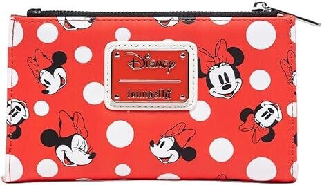 Loungefly Women&#39;s Disney Minnie Mouse Polka Dot Red Zip-Around Wallet