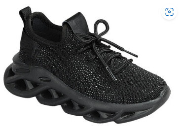 Brave-21K   Kids Sparkle Sneakers, Color: Black, Size: 9