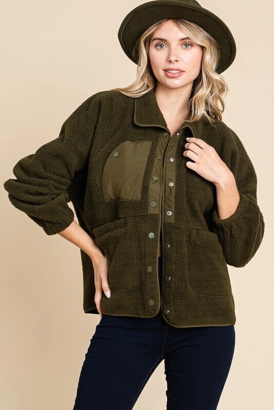 Mock Neck Oversize Fleece Jacket