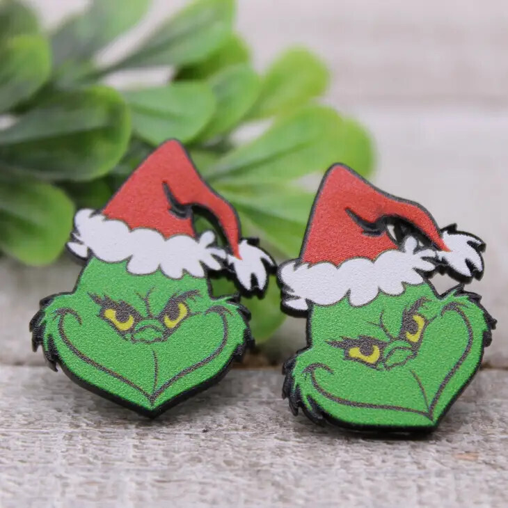 Santa Grinch || Stud Earrings || Hypoallergenic