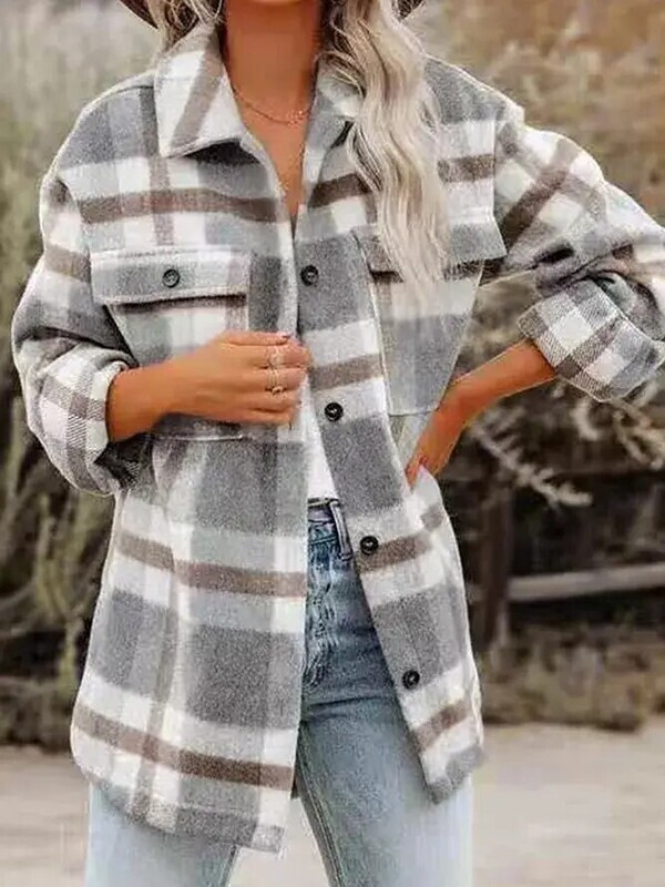 Plaid Flannel Shacket Jacket Women