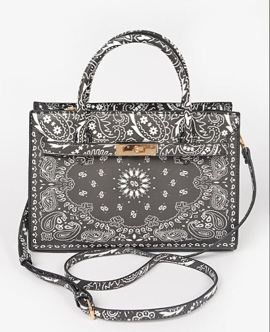 Bandana Print Handles Tote Bag Black