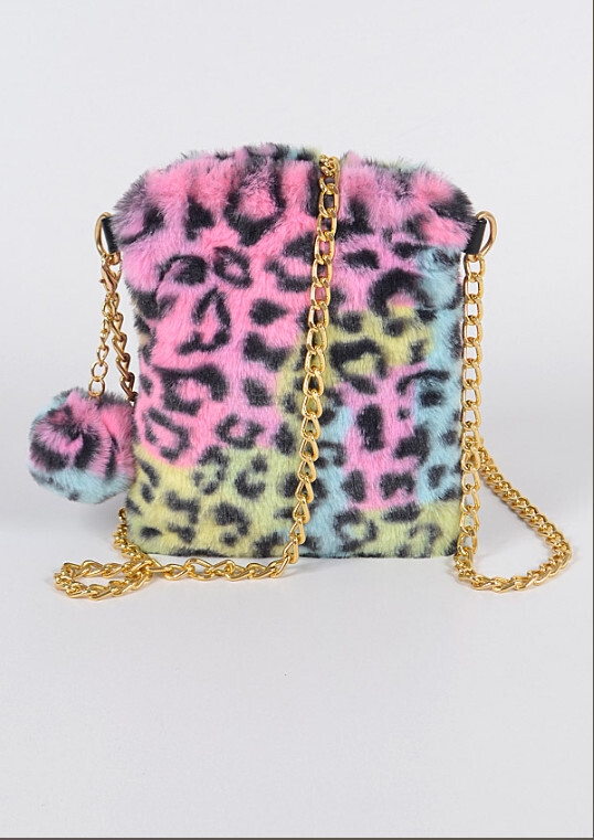 Multi Leopard Color Cellphone Bag Pink