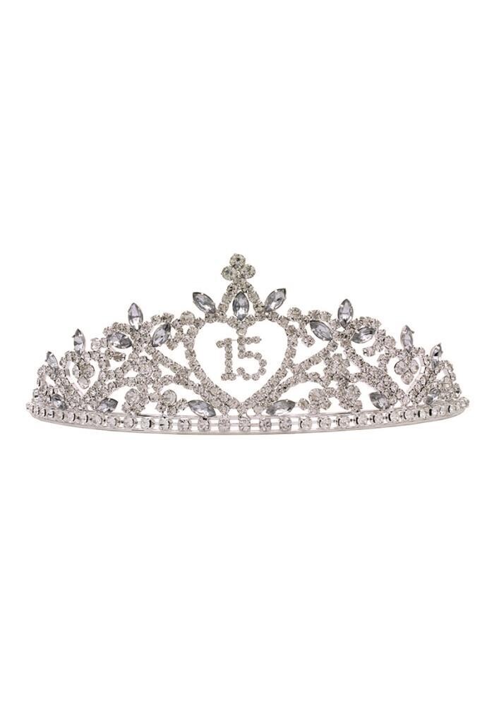 60399-15 15 Rhinestone Tiara Silver