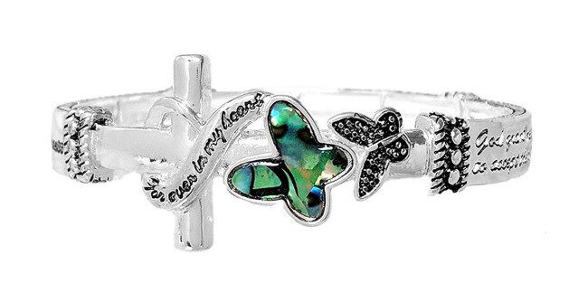 BB-02383 Butterfly Abalone Metal Bracelet