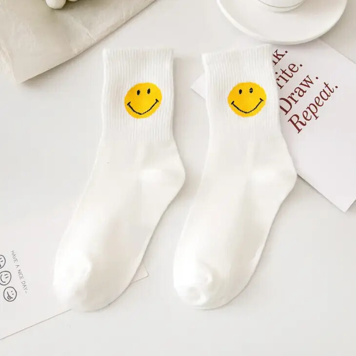 Smiley Face Socks Cotton