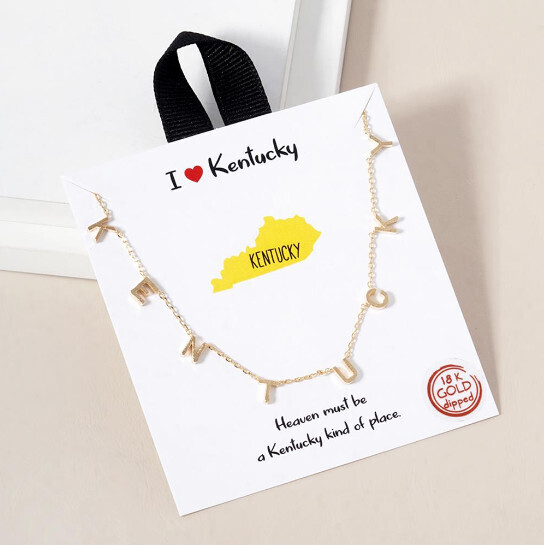 BJN-01568KEN 18K Gold Rhodium Dipped Love Kentucky Necklace