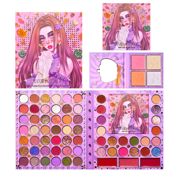 KEVIN&amp;COCO Flowers and Mushroom Earrings 69 Color Eyeshadow &amp; Face Palette