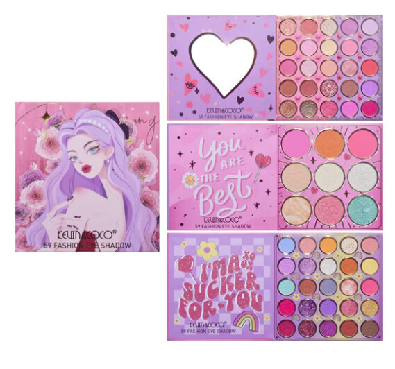 KEVIN&amp;COCO Purple Haired Girl and Flowers 59 Color Eyeshadow