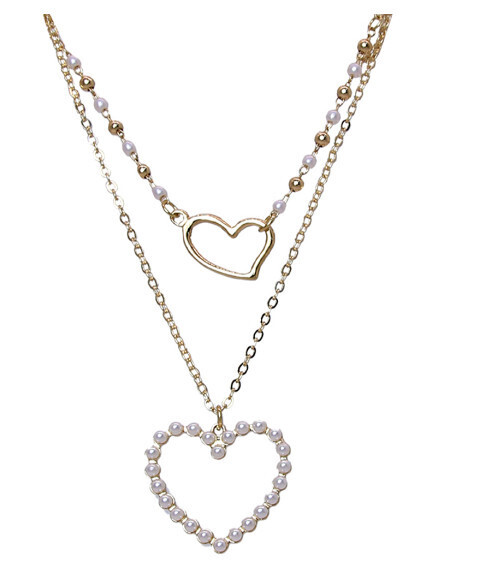 Pearl Heart 2 Layer Necklace