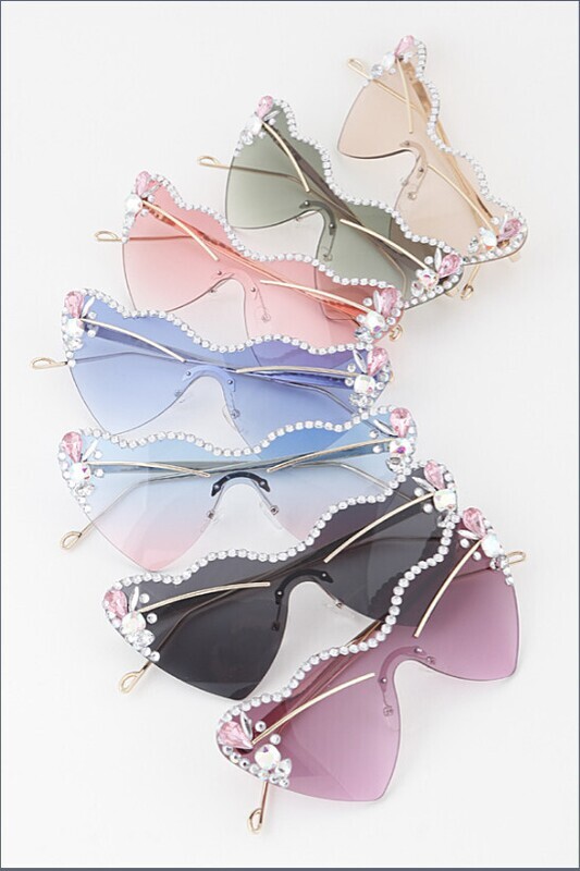 Crystal Wave Heart Sunglasses