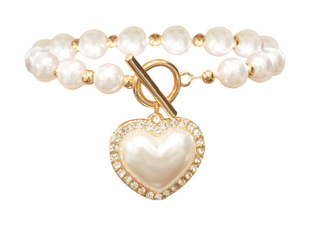 84395V Pearl Heart Stretch Bracelet