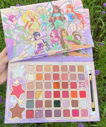 45 Color Flower Fairy Pattern Eyeshadow Palette Matte Pearlescent Blush