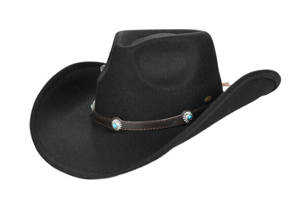 VCE-0061 CC Vegan Felt Cowboy Hat w/trim Band