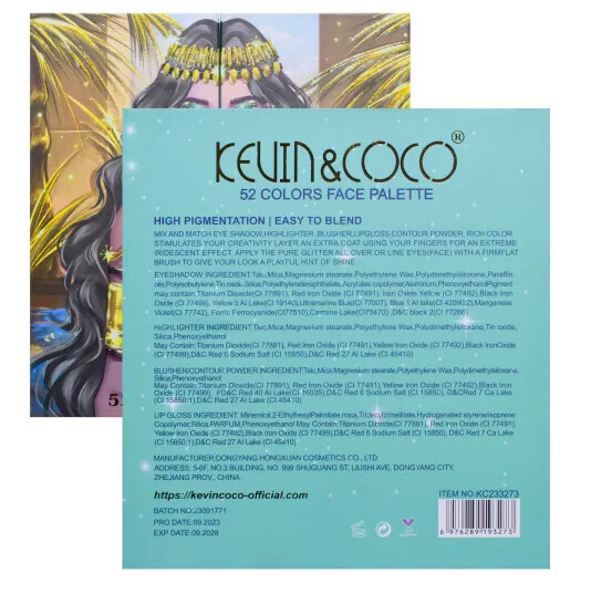 Kevin &amp; Coco 52 Color The Queen of Gold Sand Eyeshadow Palette Set