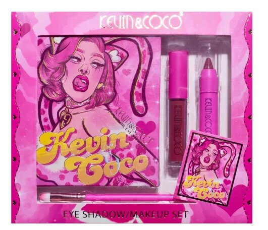 Kevin &amp; Coco 18 Color Pink Loving-heart Leopard Girl Eyeshadow Palette Set