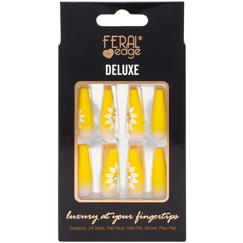 Feral Edge Deluxe Press-on Nail Kit Sunflowers