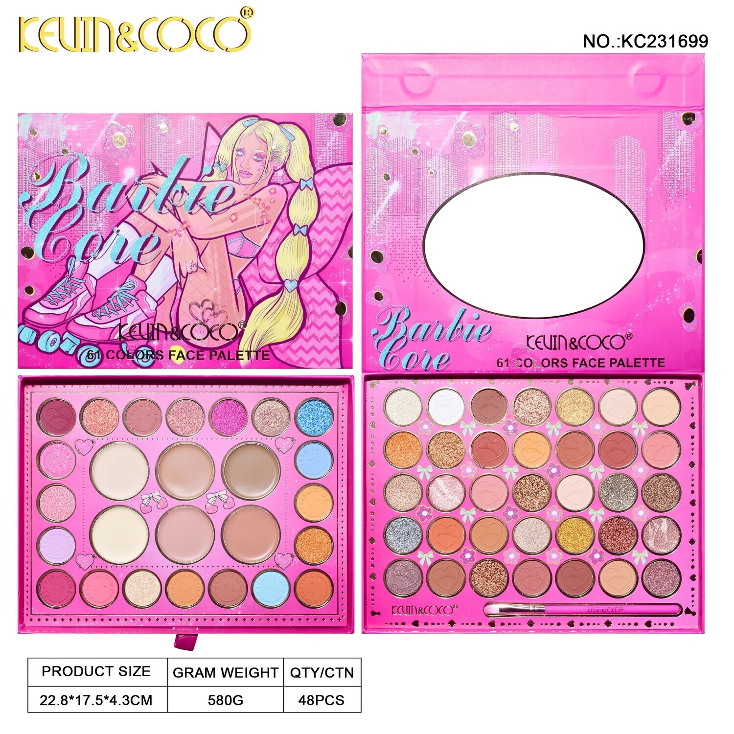 KEVIN&amp;COCO 61 Color Roller Skate Girl Eyeshadow Palette