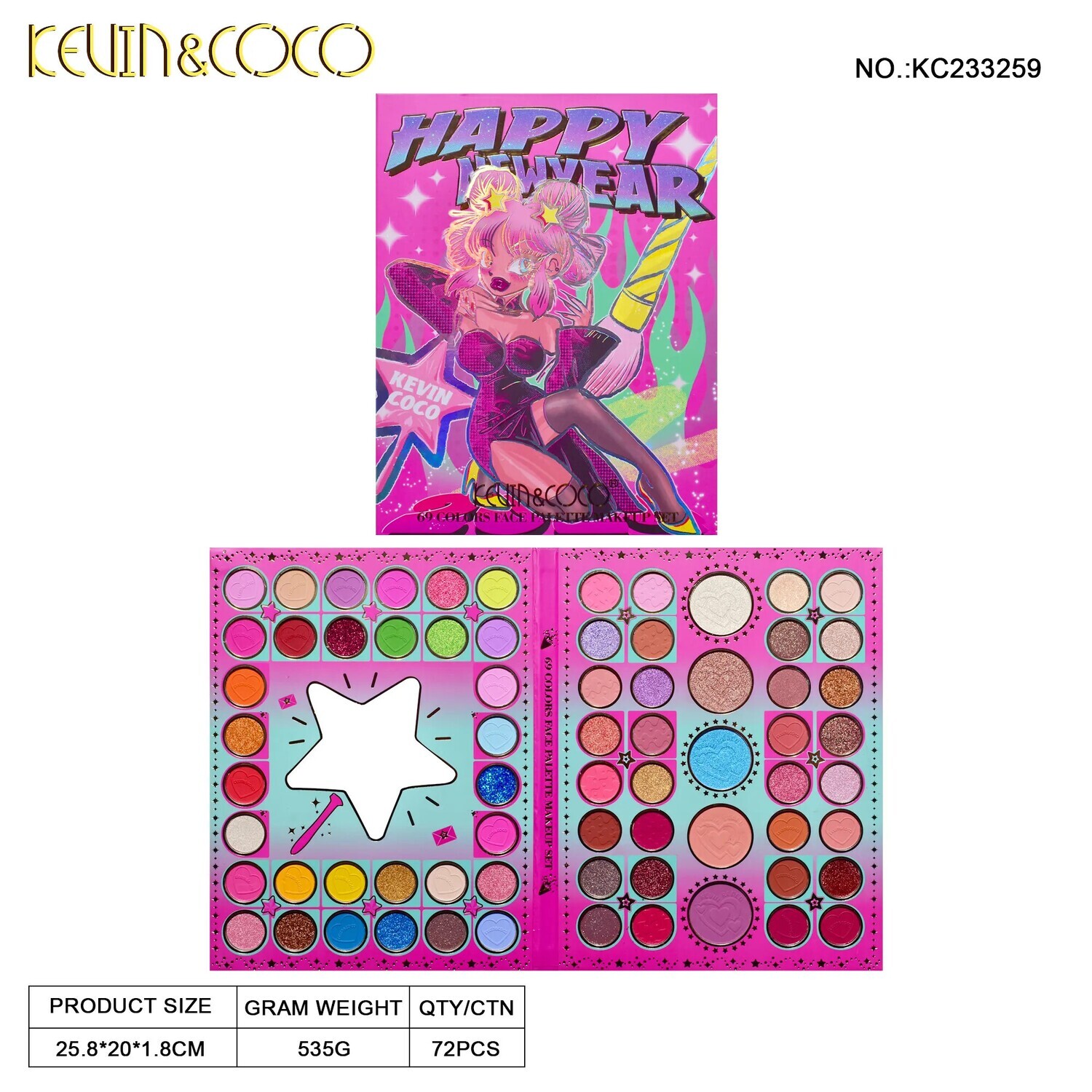 KEVIN&amp;COCO 69 Color Lucky Star Girl Eyeshadow Palette