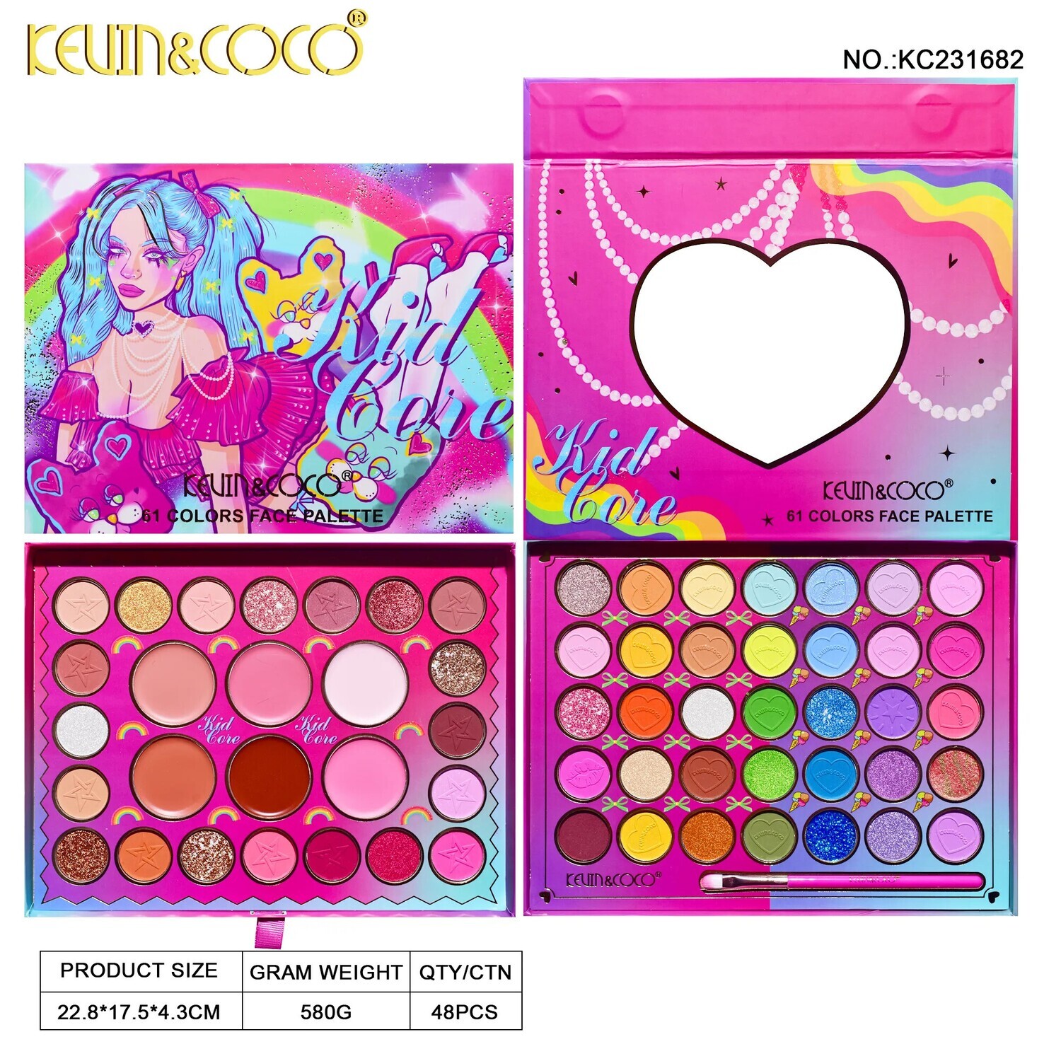 KEVIN&amp;COCO 61 Color Dope Face Girl Eyeshadow Palette