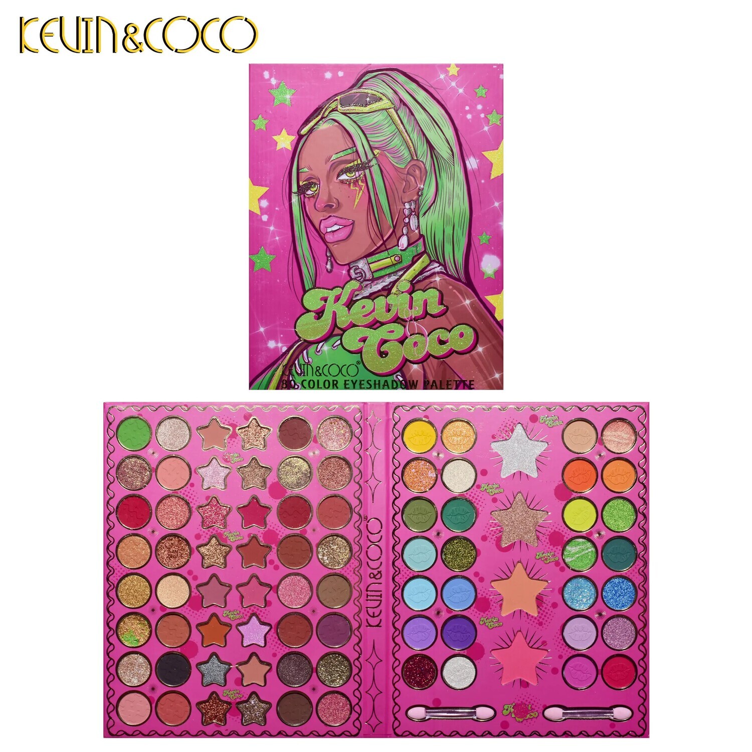 KEVIN&amp;COCO 80 Color Green Haired Cool Girl Eyeshadow Palette