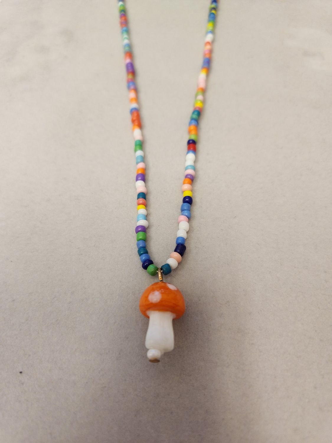 ANE-1012   Mushroom Pendant Necklace   , Color: Orange