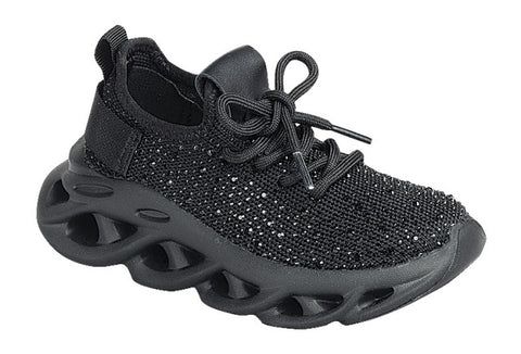 Brave-21KA   Toddler Sparkle Sneakers, Color: Black, Size: 4