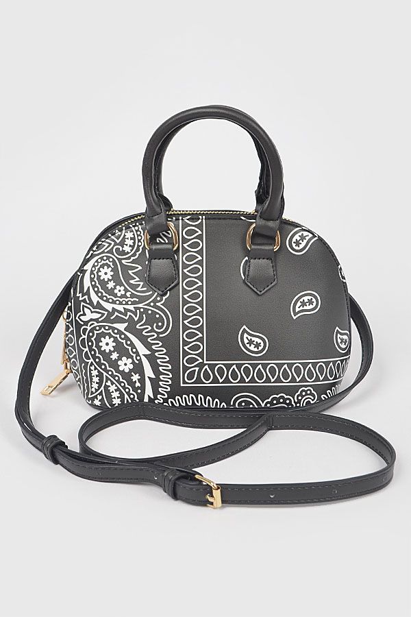 HPC3977   Bandana Print Handle Bag, Color: Black