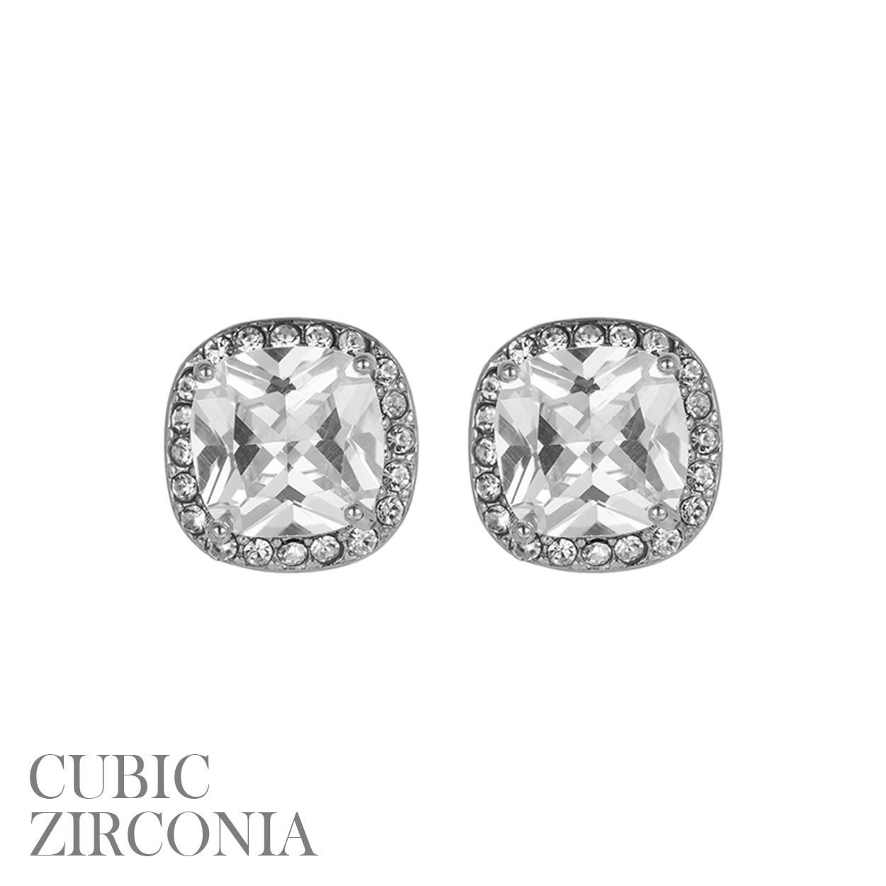 21507 Crystal Stud Rhinestone Earring, Color: Silver