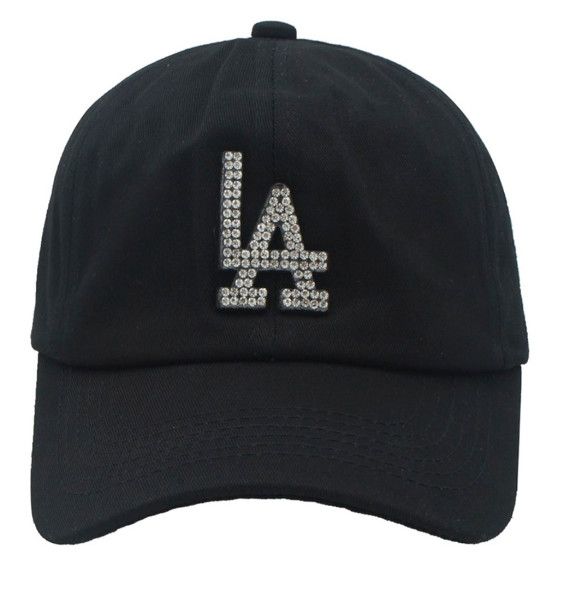  IHT-72448CP LA Rhinestone Letter Cap, Color: Black/Clear