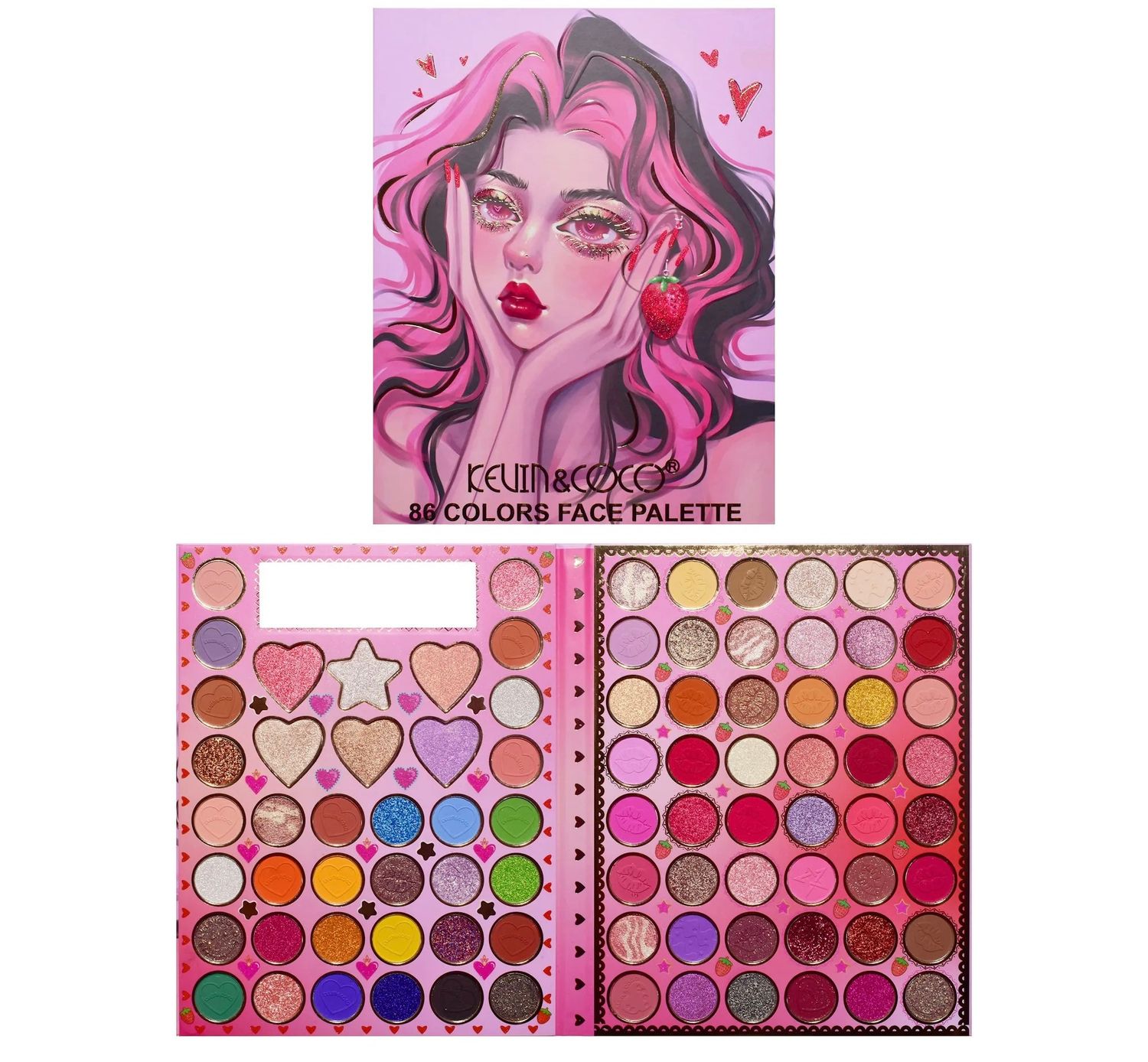KEVIN&amp;COCO Strawberry Girl 86 Color Face Palette
