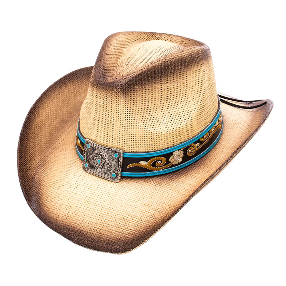 ST-119 Western Flower Pattern Design Straw Hat