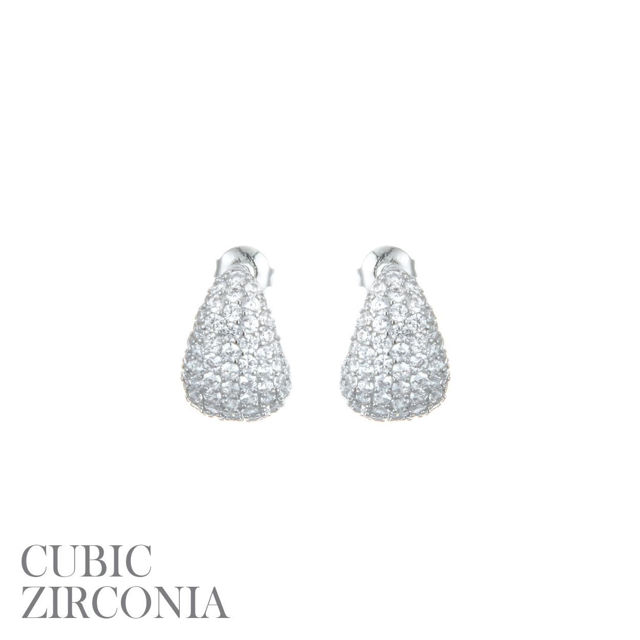 28499 CZ Pave Teardrop Earring Silver