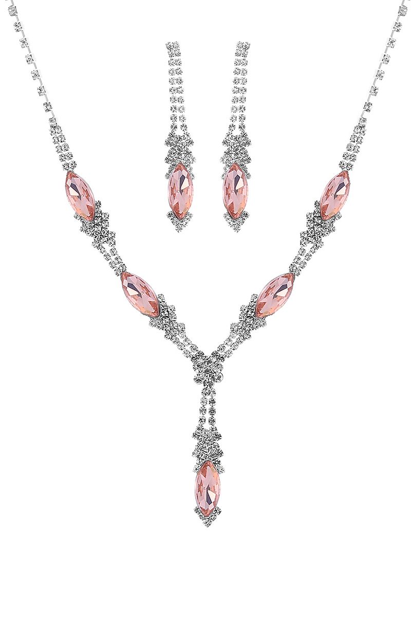 17043 Rhinestone Marquise Shape Bridal Set Necklace