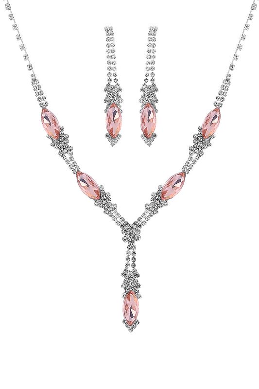 17043 Rhinestone Marquise Shape Bridal Set Necklace