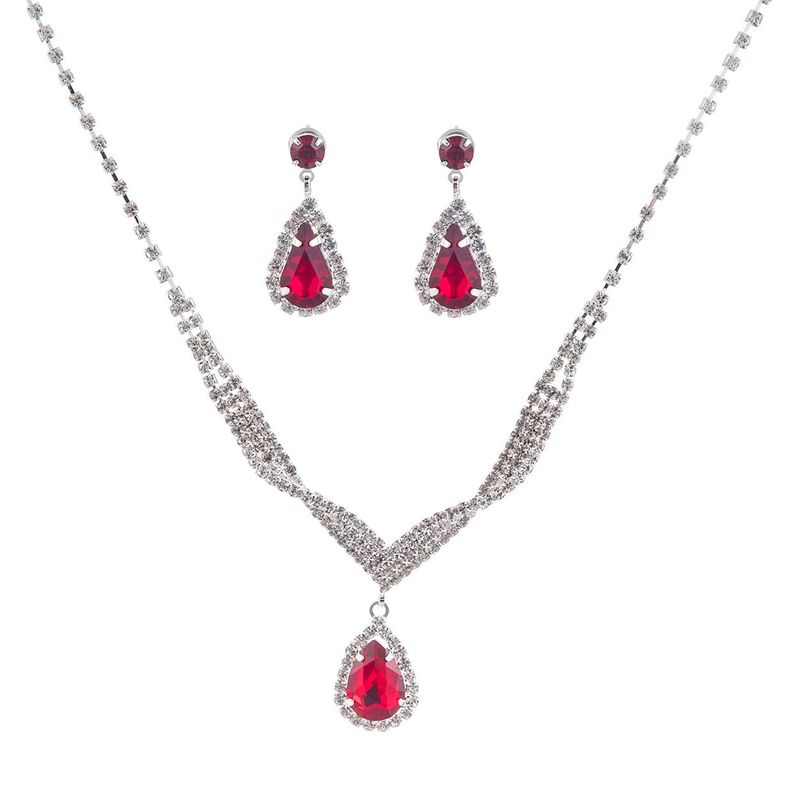 15494 Rhinestone Spiral Tear Crystal Necklace and Earring Set