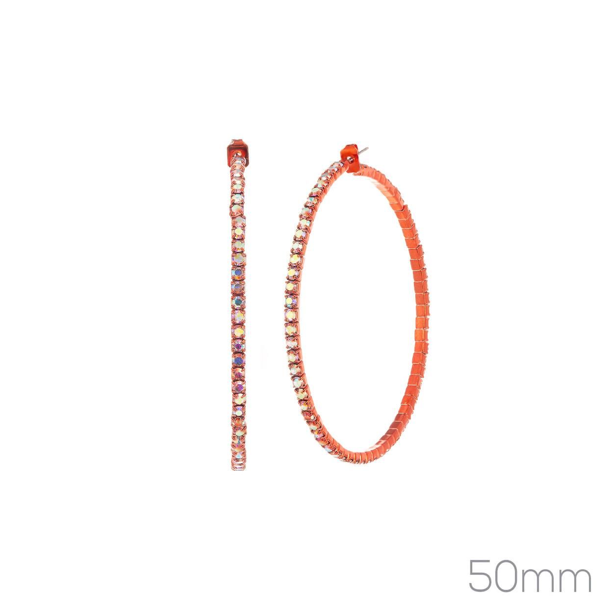 24785 50MM Rhinestone Edge Hoop Earrings
