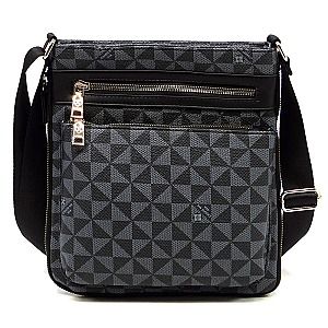 PM1238    Monogram Crossbody Bag - Messenger, Color: Black/Black