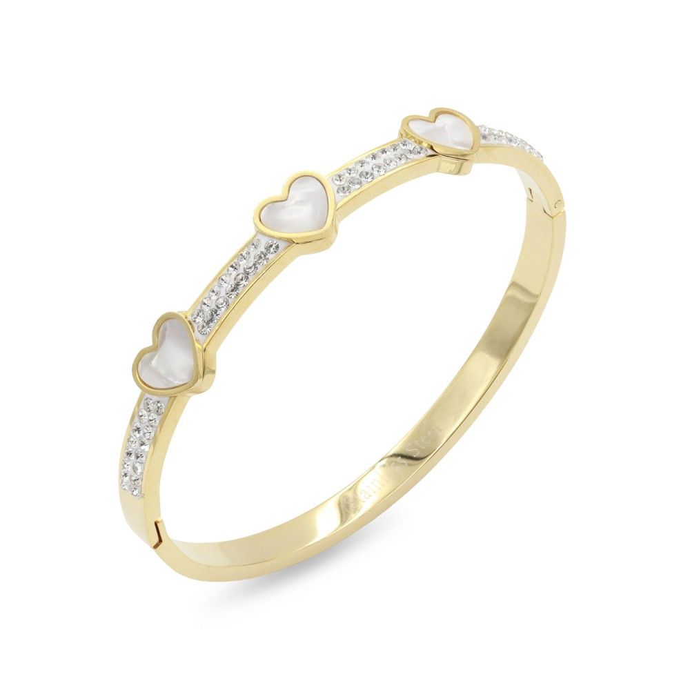 BS4211 Stainless Steel Bangle Bracelets, Color: Gold Plated