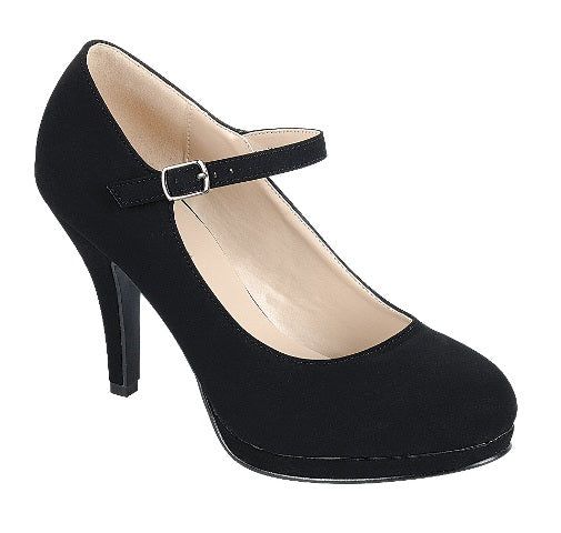 Loris-28  Mary Jane Heel, Color: Black, Size: 5