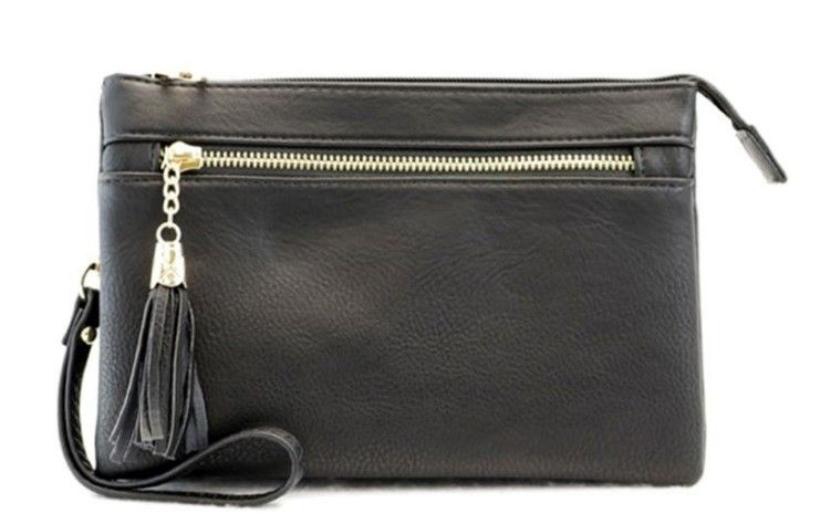 CH-AD2583   Multi Compartment Cross Body Clutch, Color: Black