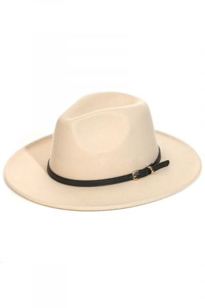 MMT8056   Skinny Belt Strap Fashion Fedora   , Color: Ivory