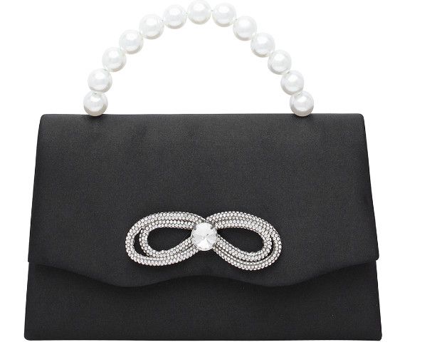 JBA1-0015 Pearl Handle Smooth Bag, Color: Black