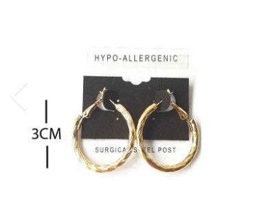 PC-BER-21963 Fashion 30MM Hoop Earring, Color: Gold
