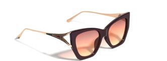 Arrow Green Red Hinge Color Geometric Cat Eye Sunglasses, Color: Brown