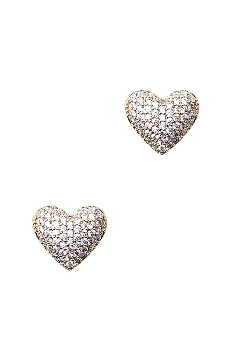 26733V Heart Rhinestone Stud Earring, Color: Gold