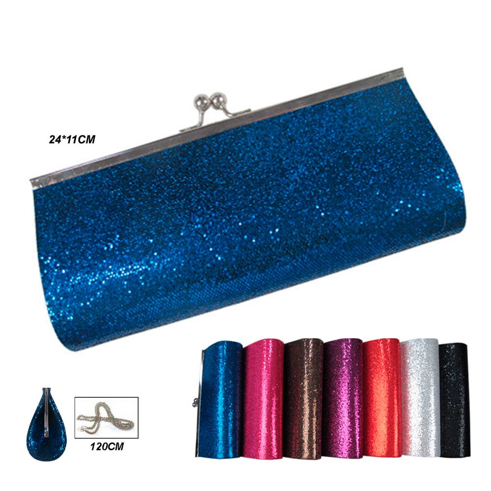 BWL-15128WF Glitter Clutch Purse, Color: Black