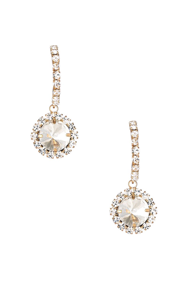 26655 Stylish Rhinestone Border Crystal Earrings, Color: Gold